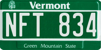 VT license plate NFT834