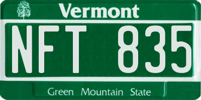 VT license plate NFT835