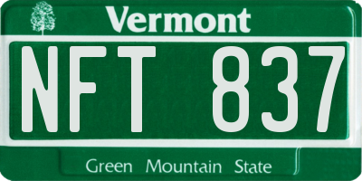 VT license plate NFT837