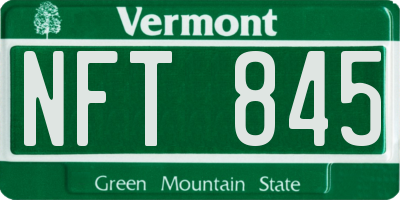 VT license plate NFT845