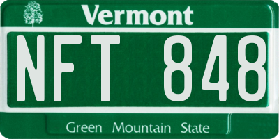VT license plate NFT848