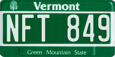VT license plate NFT849
