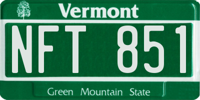 VT license plate NFT851