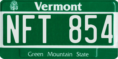 VT license plate NFT854