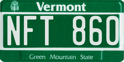 VT license plate NFT860