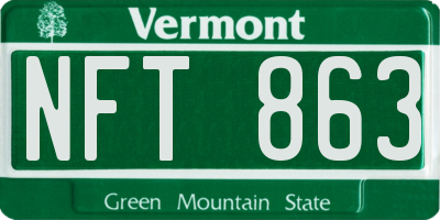 VT license plate NFT863