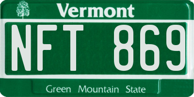 VT license plate NFT869