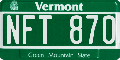 VT license plate NFT870
