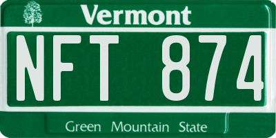 VT license plate NFT874