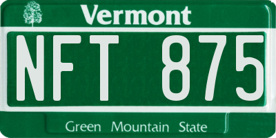 VT license plate NFT875