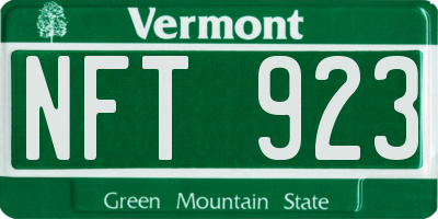 VT license plate NFT923