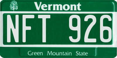 VT license plate NFT926