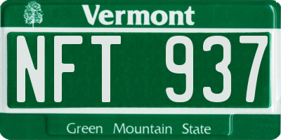 VT license plate NFT937