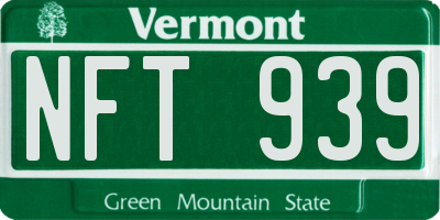 VT license plate NFT939