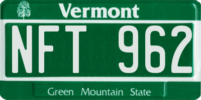 VT license plate NFT962