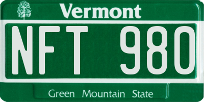 VT license plate NFT980