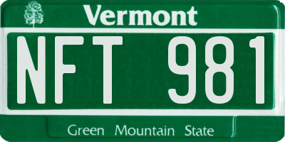 VT license plate NFT981