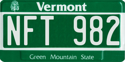 VT license plate NFT982
