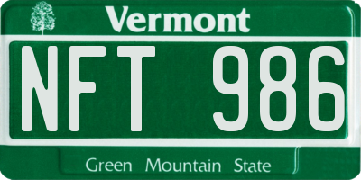 VT license plate NFT986