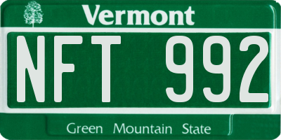 VT license plate NFT992