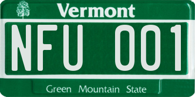 VT license plate NFU001