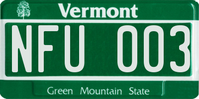 VT license plate NFU003