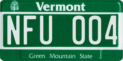 VT license plate NFU004