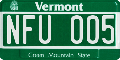 VT license plate NFU005