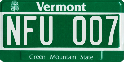 VT license plate NFU007