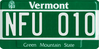 VT license plate NFU010
