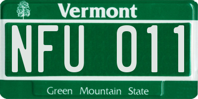 VT license plate NFU011