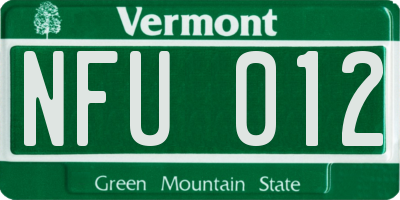 VT license plate NFU012