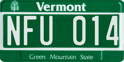 VT license plate NFU014