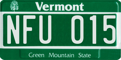 VT license plate NFU015