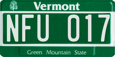 VT license plate NFU017