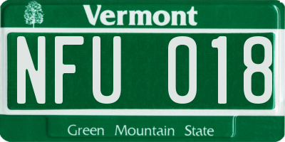 VT license plate NFU018