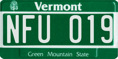 VT license plate NFU019