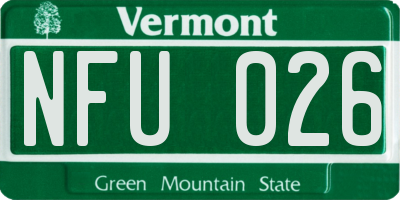 VT license plate NFU026