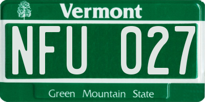 VT license plate NFU027