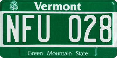 VT license plate NFU028
