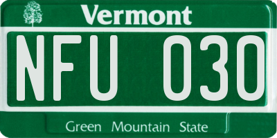 VT license plate NFU030