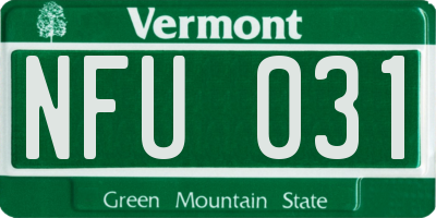 VT license plate NFU031