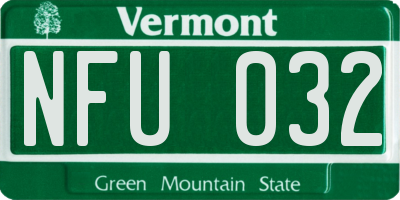 VT license plate NFU032