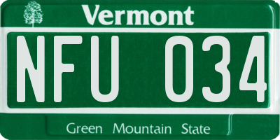 VT license plate NFU034