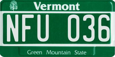 VT license plate NFU036