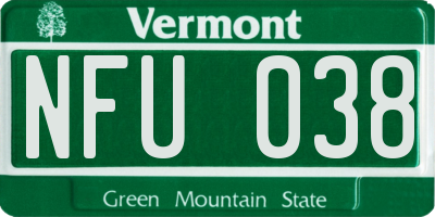 VT license plate NFU038