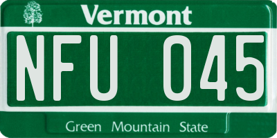 VT license plate NFU045