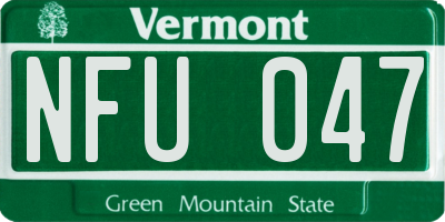 VT license plate NFU047