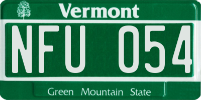 VT license plate NFU054