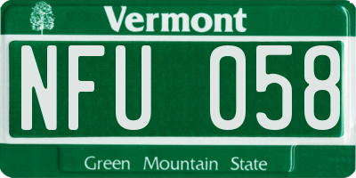 VT license plate NFU058